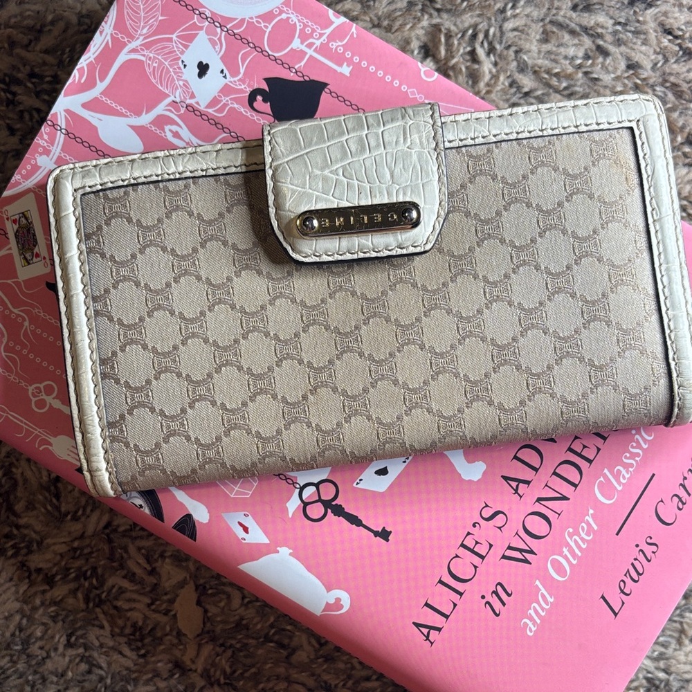 Celine Beige and Cream Embossed Wallet